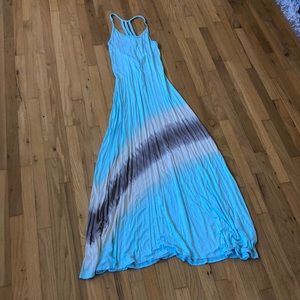 Tie Dye Maxi dress in Sky Blue, brown and beige
